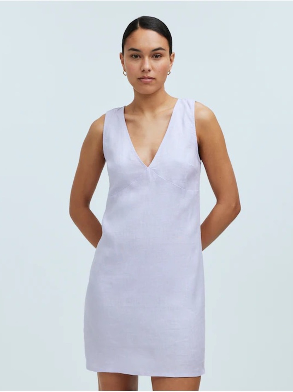 Madewell Sleeveless V-Neck White Mini Dress